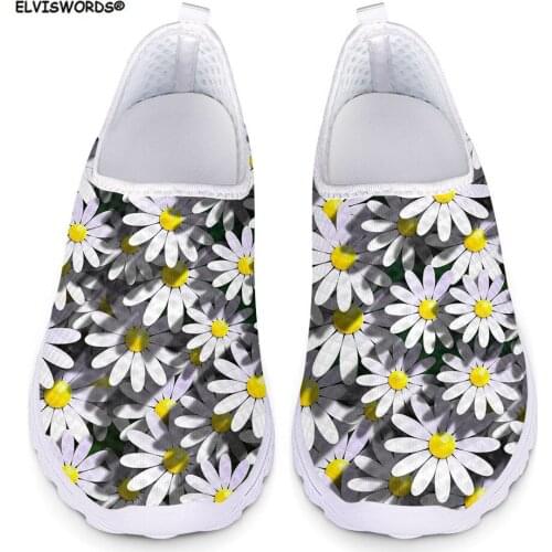 ELVISWORDS Womens Floral Style Spring Summer Sneakers Shoes Woman Flower Printing Casual Women Flats Lazy Shoes for Teen Girls