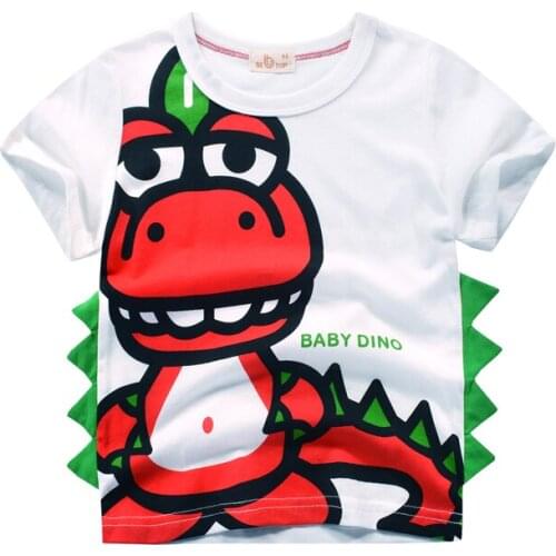 Boys & Girls Cartoon T-shirts Kids Dinosaur Print T Shirt For Boys Children Summer Short Sleeve T-shirt Cotton Tops Clothing