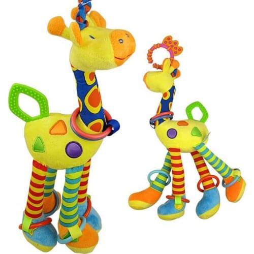 Infant Baby Rattles Toys With Teether Plush Giraffe Activity Baby Bed Pram Hanging Toy Stroller Newborn Children Educational Toy