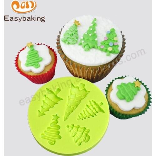 Fonddant Cake Decorating Tools Christmas Tree Silicone Mold for Cupcake Candy Chocolate Soap Clay Resin