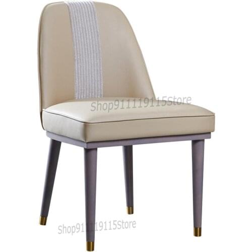 Italian Light Luxury Dining Chair Solid Wood Leather Upholstery Home Back Armless Italian High End Integral Dining Chair