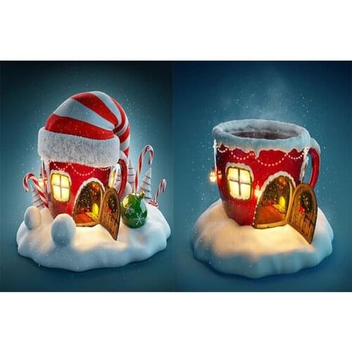 Christmas Cup House DIY Diamond Painting Christmas House Diamond Embroidery Cross Stitch Cup House Rhinestone Mosaic Painting