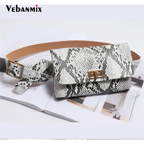 Leather Belt Bags Waist Pack Women Fashion Serpentine Bum Fanny Pack Waist Bag Snake Skin Waist Belt High Quality Female Purse