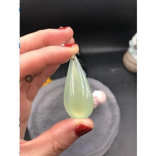 Natural 7A green jade Hand-Carved drop green jade pendant jade necklace men women pendants jade jewelry 925 sterling silver