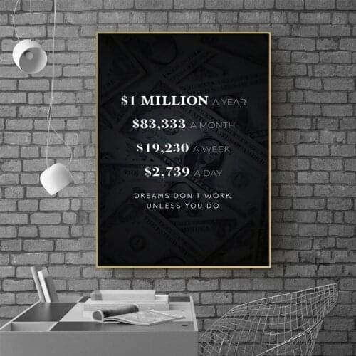 Dreams Motivational Quote Art Canvas Paintings Wall Art Posters Prints Wall Pictures for Living Room Inspirational Cuadros Decor