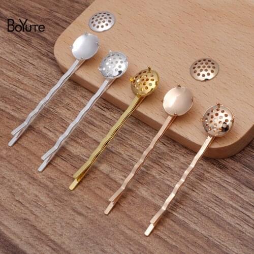 BoYuTe (20 Pieces/Lot) 55*2MM Metal Iron Barrette with 12MM Blank Base Diy Hair Clip Hair Accessories Jewelry Materials