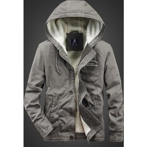 Men Clothing Winter Padded Coat Jacket Cotton Casual Hooded Jacket Mens Plus Velvet Thick Oversized Windproof Parka Jacket