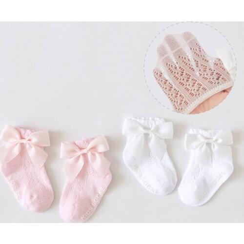 0-3T Newborn Kid Baby Girls Clothing Summer Thin Hollow out Bow Socks Elegant Cute Sweet Princess Bowknot Lace Socks