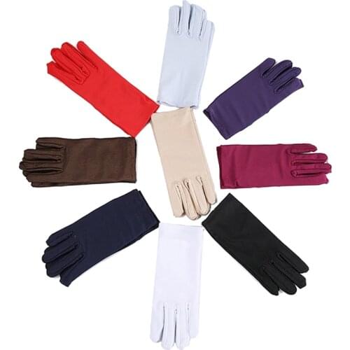 Cheap Mens Solid White Performance Gloves Short Waitor Gloves White Black Red Gray Beige Manner Ceremonial Mittens For Male