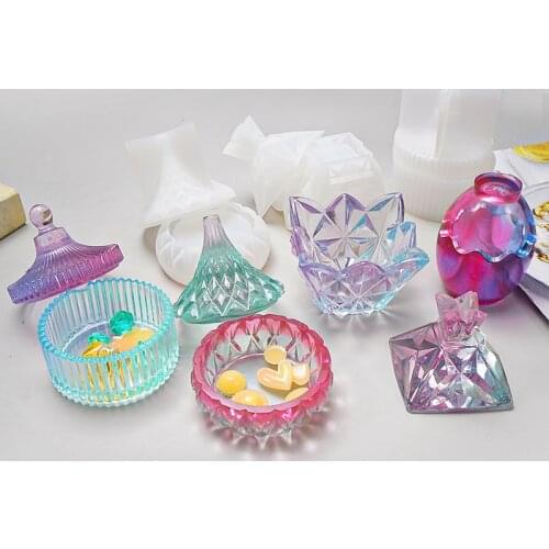 DIY Crystal Drop Glue Candy Cans Silicone Mold Yurts Shaped Resin Mold For Jeweley Pendet Storage Contain Box Table Decoration