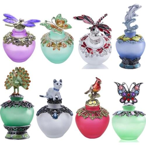 H&D 40ml Fancy Empty Refillable Perfume Bottle Retro Frosted Animal Stopper Fragrance Container Home Decor Ladys Gift (8 Kinds)