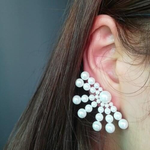 Luxury Naija Wedding Full Noble Pearl Earrings Shiny High Quality Mirco Paved Cubic Zircon CZ Fashion Jewelry Super Nice Gift