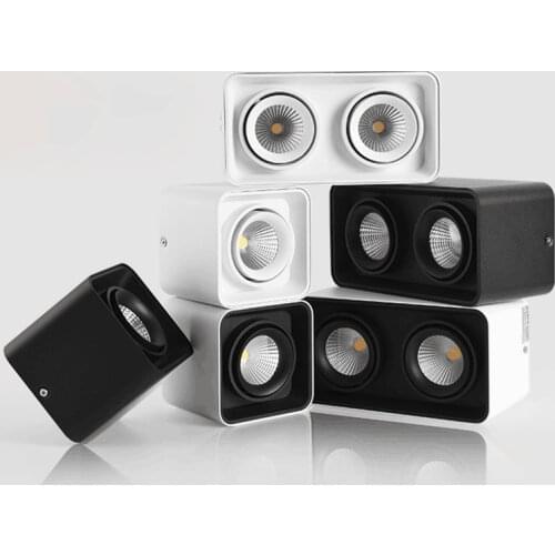 Angle Adjustable Surface Mounted LED Downlight+Replaceable GU10 LED Bulb 7W 10W 14W 20W Square LED Ceiling Spot Light AC110 220V