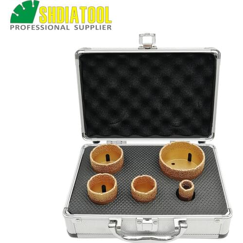 SHDIATOOL 5pcs/set Dia 20/35/40/50/68mm Vacuum Brazed Diamond Drill Bit M14 Drilling Core Bits Marble Ceramic Hole Saw Crown
