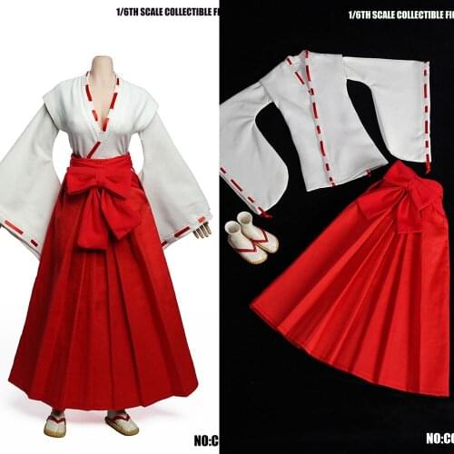 SUPER DUCK C024 1/6 Scale Female Witch Clothes Hakama Geta Dress Clothing Model for 12 inches Action Figure Body