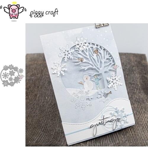 Piggy Craft metal cutting dies cut die mold Snowflakes circle frame Scrapbook paper craft knife mould blade punch stencils dies
