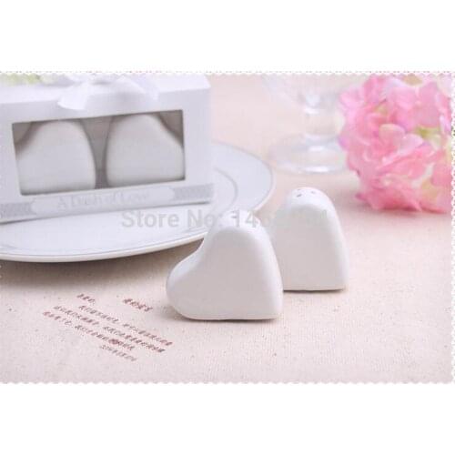 A Dash of Love Ceramic Heart Salt Pepper Shakers 125 sets wedding favor party birthday gift children guest gift present