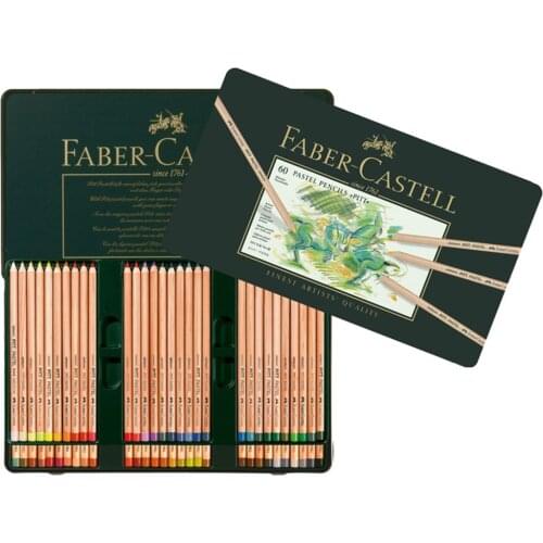 FABER CASTELL PITT Artist 60 Color Pastel Pencils Green tin box packaging