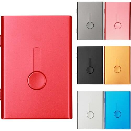 Ultra Thin Sliding Stainless Steel IDCard Holders Men Business Card Cases Women Elegant Metal Hand-push Credit Bank Card Box