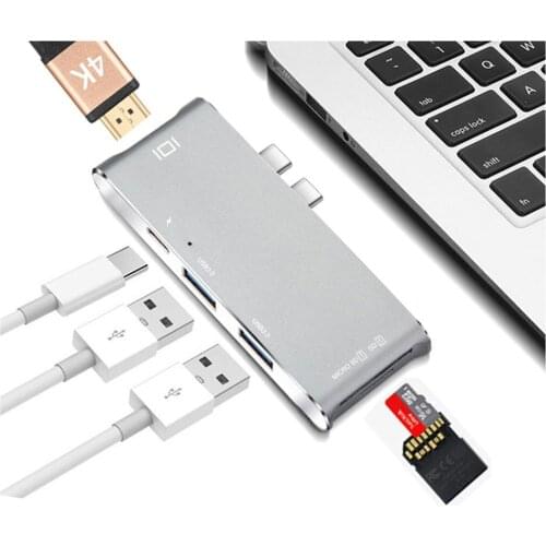 USB Type-C HUB to HDMI 4K Adapter for MacBook Pro, USB-C Adapter to 2 USB 3.0 ports, With 1 Type C Charging Port