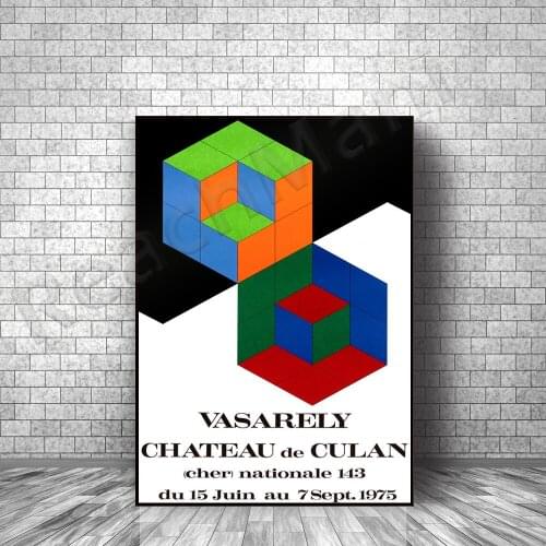 Victor Vasarely, _Vasarely-Château de Culan, exhibition art poster, home office decoration pop art poster