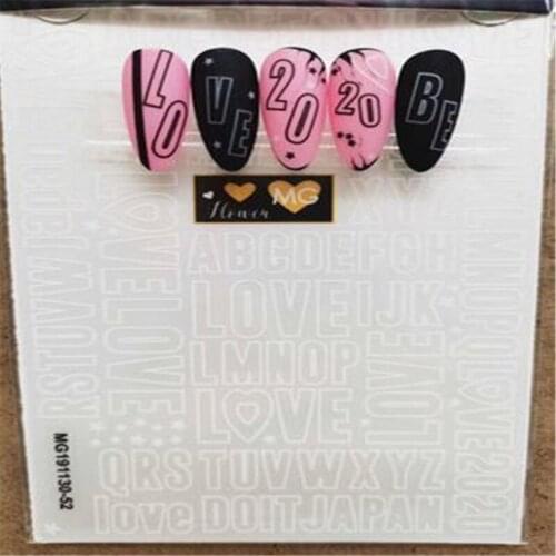 High Quality Large Version Japanese Style Black &white Words Traceless Nail Sticker Water Mark Nail Art Nail Stickers