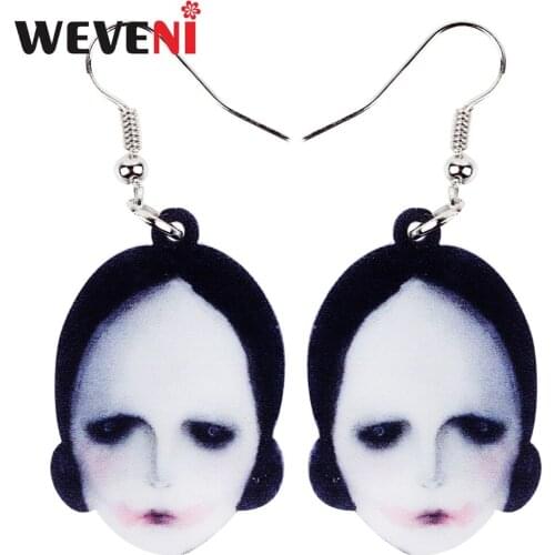 WEVENI Acrylic Halloween Horrifying Doll Earrings Cute Long Dangle Drop Party Jewelry For Girls Women Brincos Bijoux Wholesale