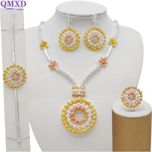 Afrcan Jewerly Sets for Women Dubai Gold Necklace Wedding jewelry sets Necklace & Earring Set 24K Jewelery Ethiopia Bridal Gifts
