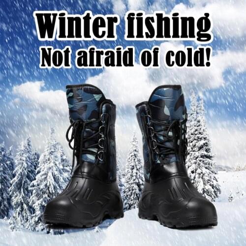 Winter Fishing shoes waterproof Wading Fishing Rubber boots Non-slip Plus velvet Keep warm outdoor product fishing waders shoes