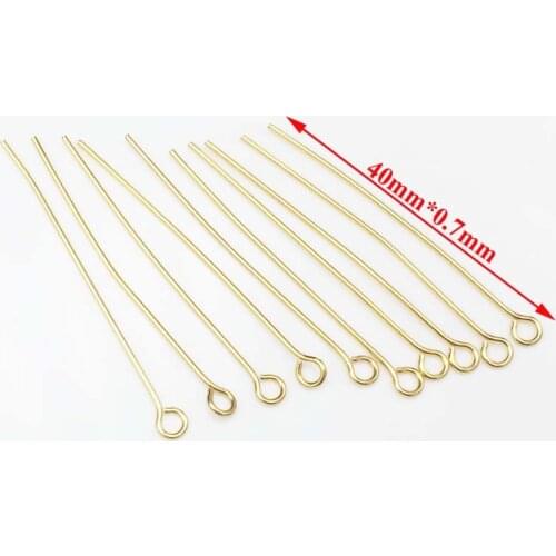 Gold Tone Stainless Steel Eye Pins Findings Head Pins 2.1mm Hole 0.7mm thichness, DIY Jewelry Making