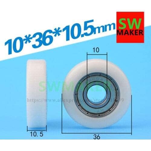 10*36*10.5 flat F nylon /pom POM wrapped plastic wrap bearing pulley roller wheel