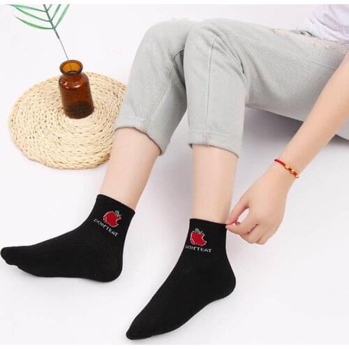 10 Pairs / Bag New Socks Women Small Fresh Color Tube Fruit Women Socks College Wind Cartoon Cotton Socks