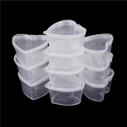 10PCS/lot Hot Sale 50ml Heart Shape Storage Container Organizer Box With Lid For Playdough Slime Mud Light Clay