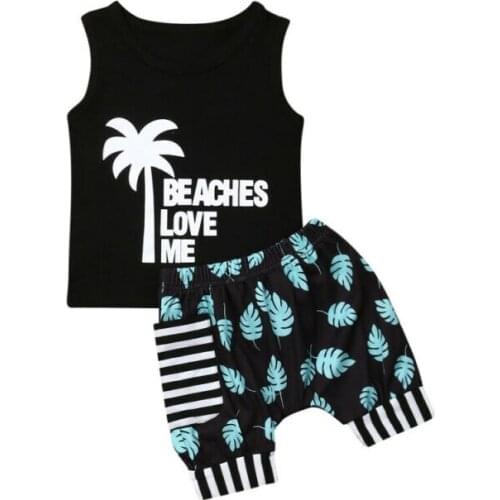 Toddler Baby Girl Boy Coconut Tree Outfit Clothes Kids Summer Cotton Tees Tops T-Shirt Shorts Pants 2Pcs Sunsuit Clothing Sets