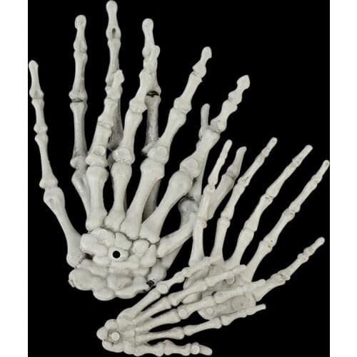 2Pcs Halloween Skeleton Hands Plastic Fake Skull Hand Bone for Halloween Decoration Party Haunted House Decor Festival Props
