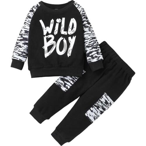 Pudcoco 18M-6T 2Pcs Letter Print Long Sleeve Casual O-Neck Hoodie Tops+Pants Trousers Fashion Clothes Sets Sportswear