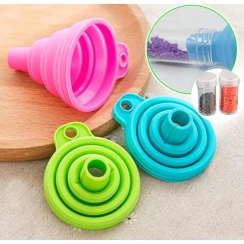 3 Colors Mini foldable silicone portable Funnel Diamond Painting Accessories Bead Container Diamond Embroidery Storage Tools