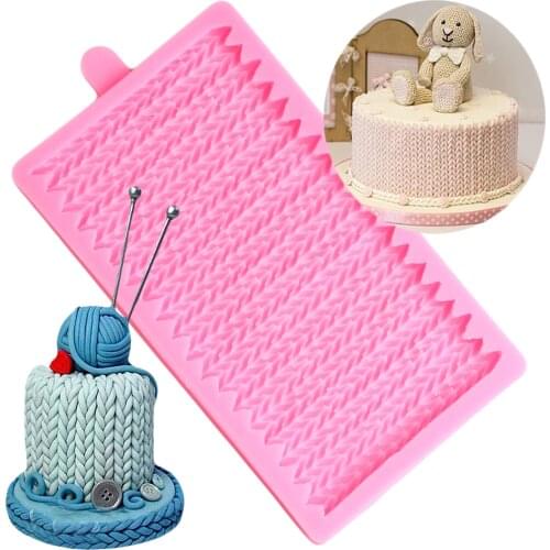 3D Knitting Wool Lace Pattern Fondant Silicone Molds Cake Baking Chocolate Candy Moulds DIY Cake Decorating Tools