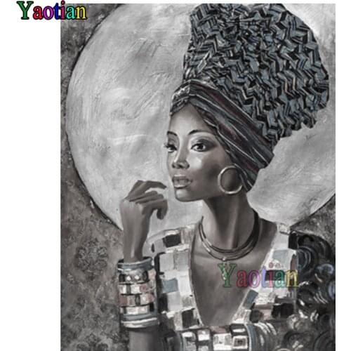 5D Diy Diamond Mosaic African Black Woman Graffiti Art Diamond Painting Full Square Drill Portrait Girl Diamond Embroidery Decor