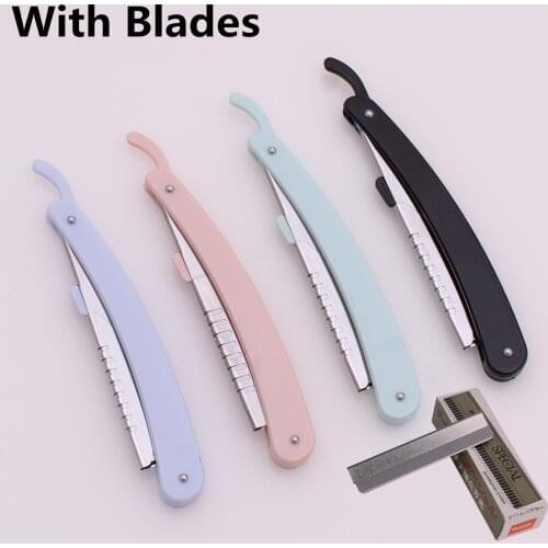 Safety Hair Cut Razors for Hairdresser Thinning Razors Cutting Barber Salon Tools Scraping Eyebrow Knife 1 Pcs + 10 Blades 100