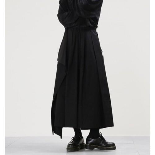 New mens casual trousers wide leg trousers culottes super loose large size simple dark color