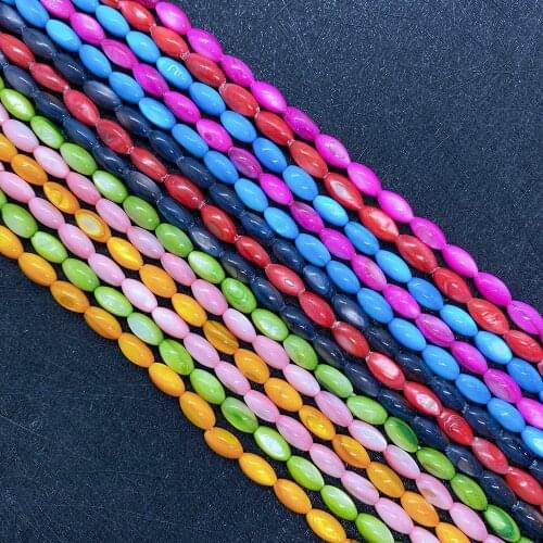 Natural Freshwater Shells Beads Stained Rice Grains Shape DIY Jewellery Making Supplies Necklace Bracelets for Women Accessories