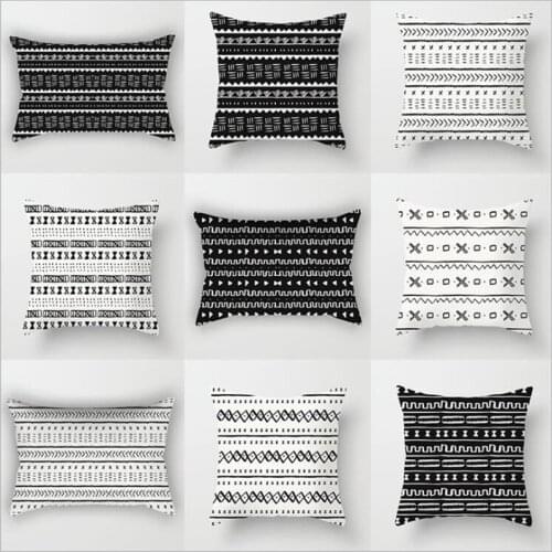 Moroccan Black White Geometric Cushion Cover INS Macrame Boho Style Throw Pillow Case Office Car Home Sofa Decorative Pillowcase
