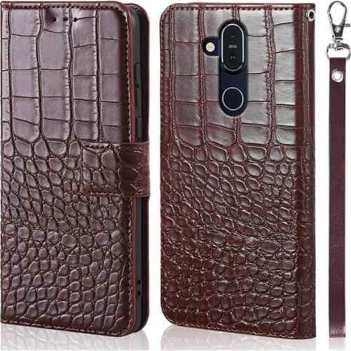 DOREXLON crocodile texture phone case For Nokia X7 leather case For Nokia X7 7.1 Plus 8.1 Magnetic clasp flip wallet cover