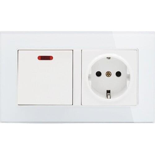 EU 146 German Wall socket European socket High-power electrical apparatus 20A switch toughened glass panel