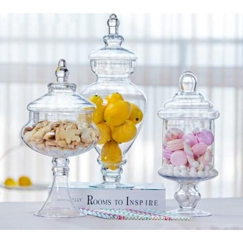 Europe Large Glass Candy Jar High QualityTransparent With Lid Storage Tank Food Container Hotel Wedding Dessert Storage Bottle