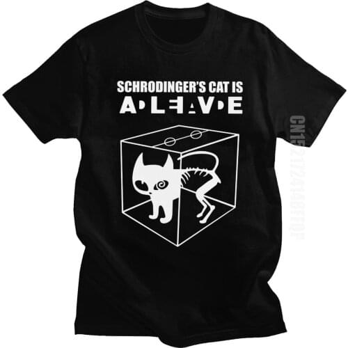 Schrodingers Cat T-shirt For Man The Big Bang Theory T Shirt Men Short Sleeve Pure Cotton Geek Tee Summer Sheldon Cooper Tshirt