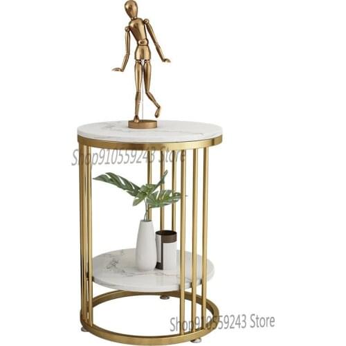Customized Nordic Light Luxury Sofa Side Table Small Apartment Seating Area Table Marble Round Coffee Table Modern Minimalist Be