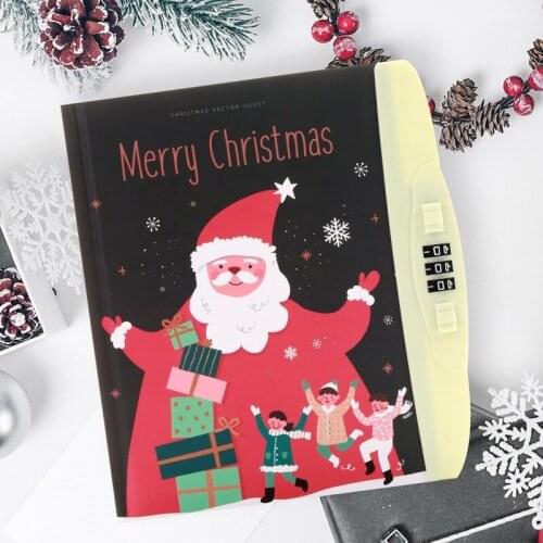 Kawaii Christmas Gift Notebook and Journal B6 Travelers Diary with Lock Cute Cat Dog Weekly Monthly Planner Organizer Note Book