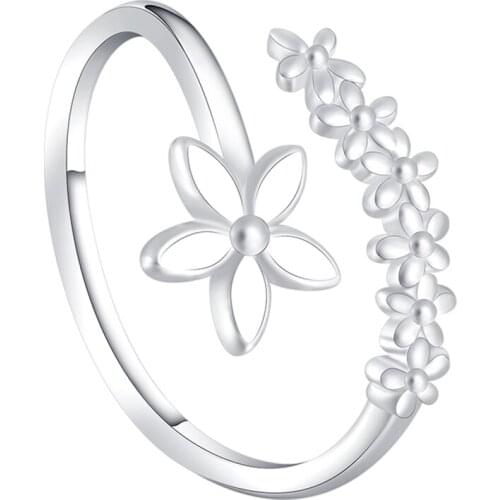 Women Korea Fresh Flower Opening Rings Female Adjustable Temperament Personality Literary Rings Fashion Jewelry Gift